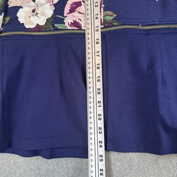 IMAN Navy Floral Peplum Zip Jacket Blazer M Global Chick Ponte Convertible - Picture 11 of 13